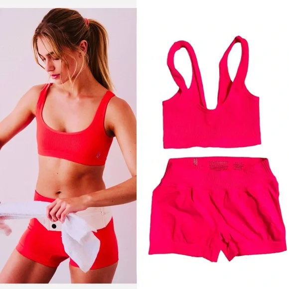 NEW [2-Pc] Free People FP Movement GK Shorts & Happiness Runs Bra - Picture 4 of 12